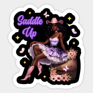 Saddle Up Afro African Black Rodeo Melanin Western Sticker